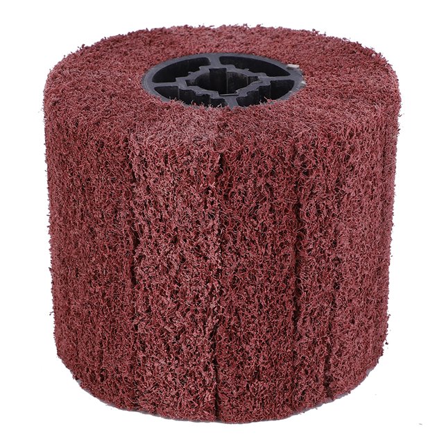 Cepillo de rueda de trefilado, tambor de bruñido, núcleo de goma cruzado, rueda pulidora para acero inoxidable, aluminio y hierro, grano 240