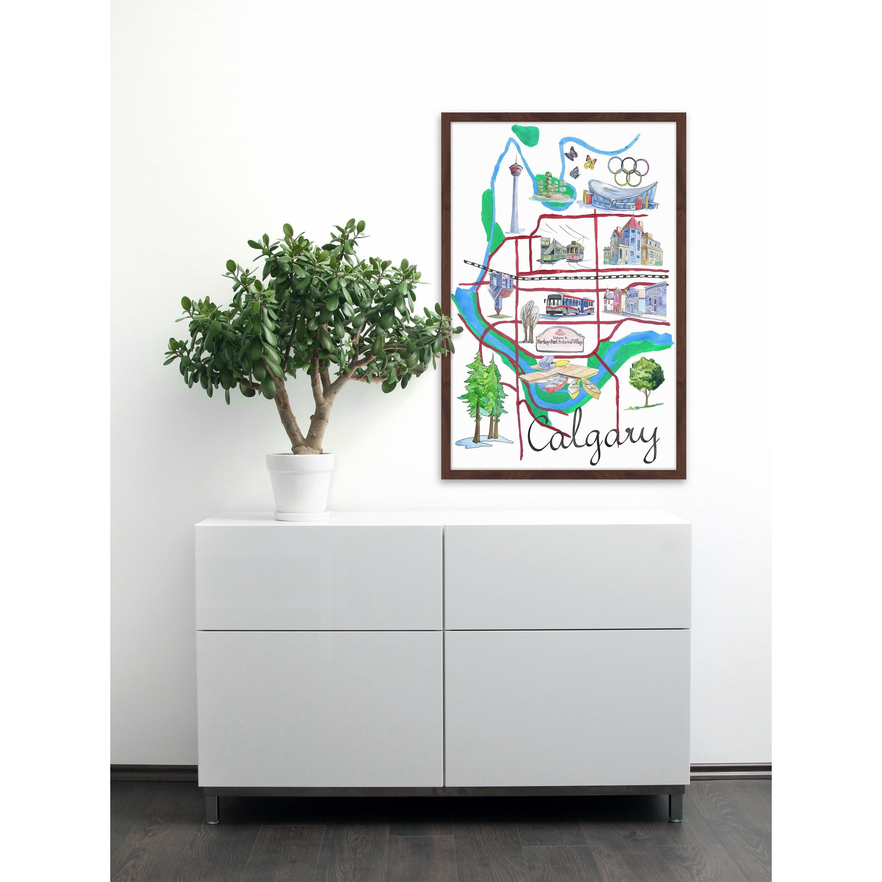 "Tour of Calgary" Framed Painting Print
