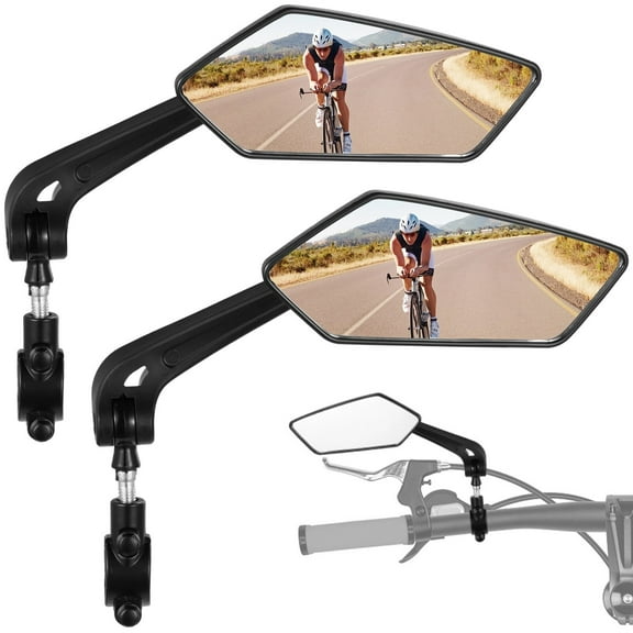 1 Pair Handlebar Bike Mirrors, Rearview Bike Mirror, Bicycle Safe Mirror, Crystal Clear Glass Mirror, 360-degree Rotatable Handlebar Mirrors for Mountain Bikes Road Bikes E-bikes Motorcycles