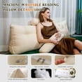 thumbnail image 5 of Large Triangular Headboard Pillow with Head Roll Pillow, Backrest Positioning Support Bed Bolster Rest Reading Pillow with Removable Cover，100% Linen (White Beige, King:76x8x20 Inches), 5 of 15
