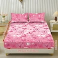 thumbnail image 2 of COEQINE Sheet Set Twin Size Breathable Fitted Bottom Sheet Soft Stain-Resistant Long Lasting Bedding Set with Deep Pockets for Twin Size Bed for Valentine's Day Decor, Pink Gradient Heart, 2 of 5