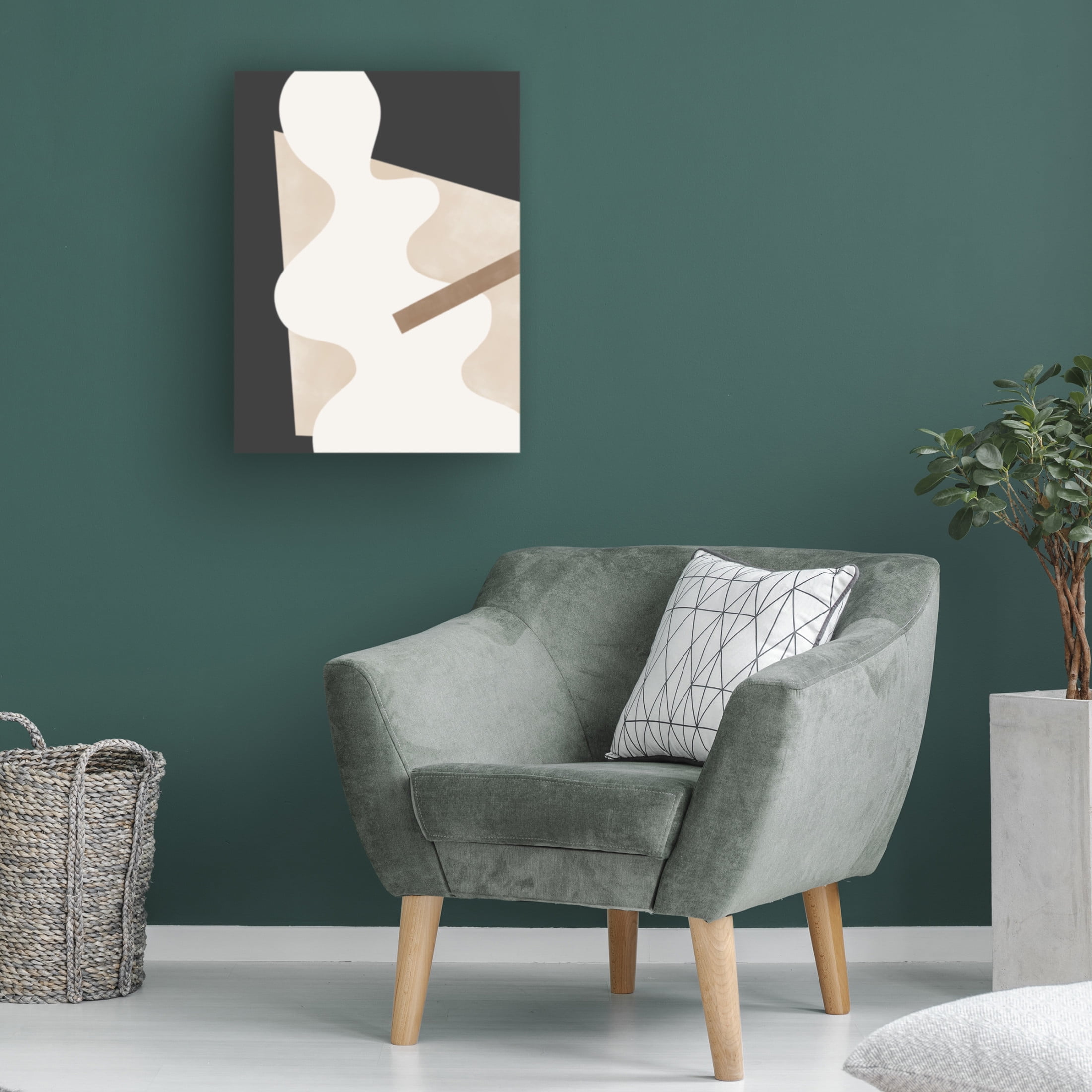 Trademark Fine Art Elena Ristova Beige Graphic Curves Art Canvas Wall Art