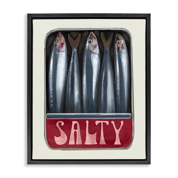 Stupell Industries Farmhouse Salty Sardines Can Black Floating Frame Canvas Art, 17 x 21, by Lil' Rue