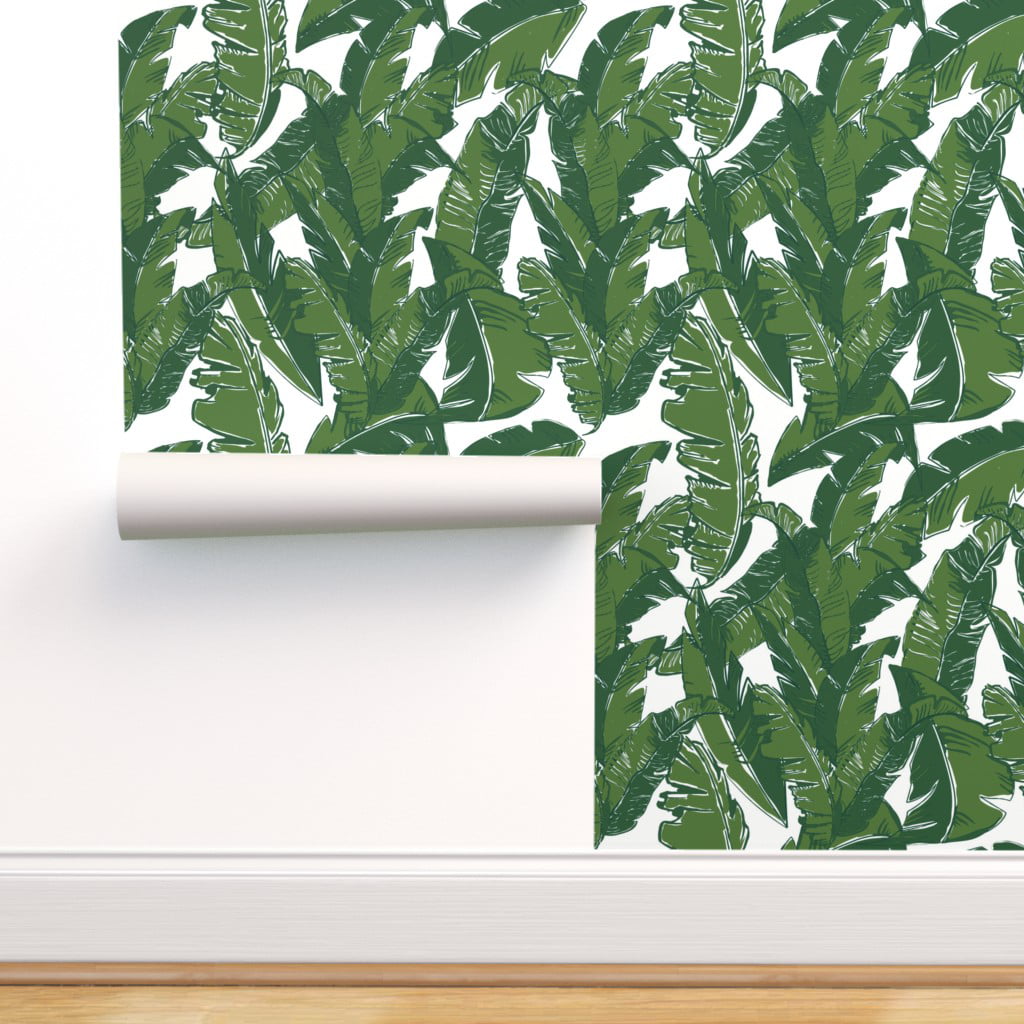 Removable Water-Activated Wallpaper Tropical Palms Banana Leaf