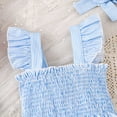 thumbnail image 6 of kpoplk Toddler Baby Girl Clothes Summer Linen Outfit Bows Ruffle Vest Shirts + Ruffled Short Set 12 18 24 Month 2T 3T(Light Blue,3-4 Y), 6 of 7