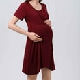 thumbnail image 5 of VEKDONE Clearance Nursing Nightgown Dresses, 3 In 1 Maternity Nightgown Short Sleeve Nursing Gown Breasfeeding Pregnancy Sleepwear Delivery Dress Wine L, 5 of 6