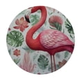 thumbnail image 2 of JEUXUS Watercolor Tropical Waterproof Table Cloth Round Cover, Outdoor Fitted Round Table cover with Elastic, Leaves Flamingos Oilcloth Table Covers for Party Dining, 2 of 7