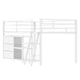 thumbnail image 5 of Ktaxon Twin Low Loft Bed with Storage, Metal Frame with LED Lights, Reversible Ladder and Toy Basket, White, 5 of 6