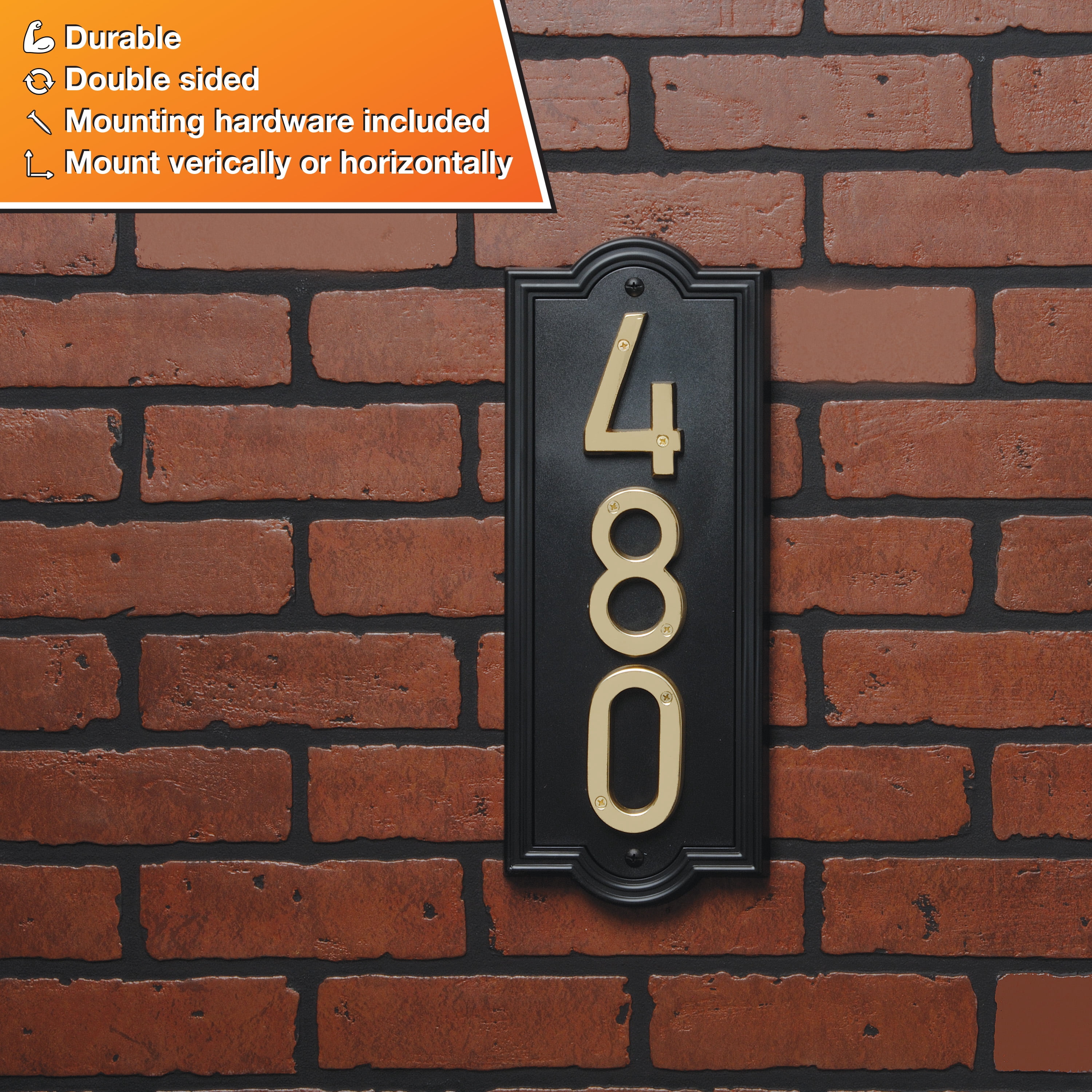 HY-KO BLACK RECTANGLE ADDRESS PLAQUE