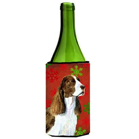 

Springer Spaniel Red And Green Snowflakes Holiday Christmas Wine bottle sleeve - 24 oz.