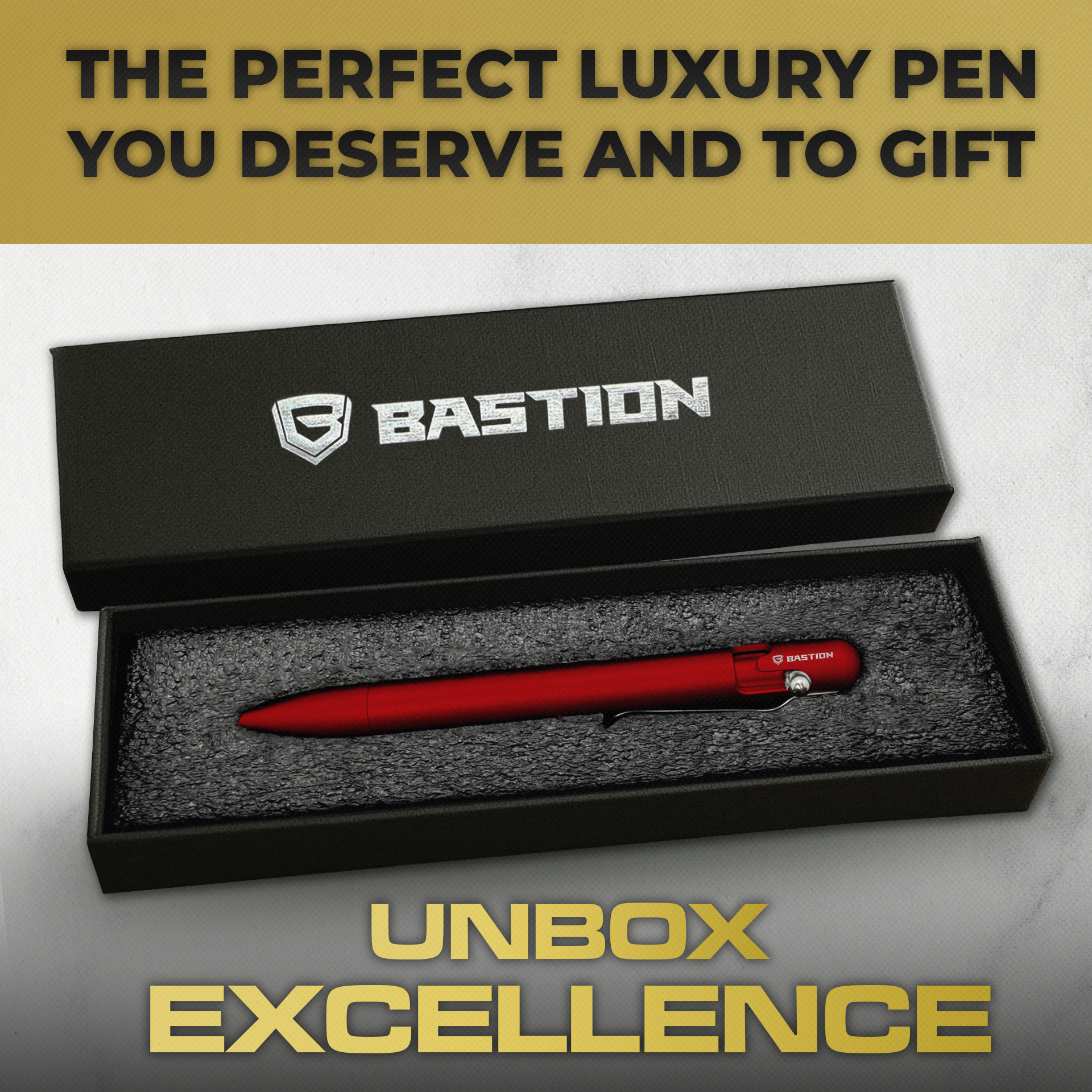 Bastion Aluminum Bolt Action Pen, Regal Red, Ballpoint Refillable, 1 Count