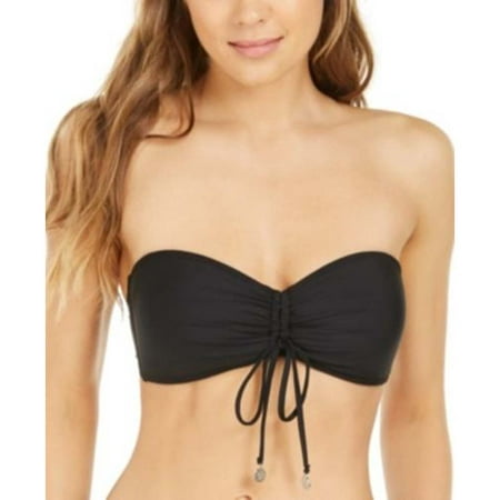 DKNY Womens Bandeau Tie Front Bikini Top Black