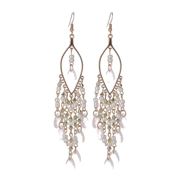 Sonducket Pendientes bohemios de moda para mujer, pendientes colgantes con cuentas coloridas y fáciles de usar Ropa, zapatos y accesorios Miscelánea blanco