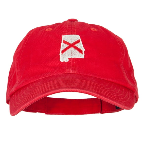 Alabama State Flag Map Embroidered Low Profile Cotton Cap - Red OSFM