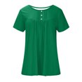 thumbnail image 7 of up to 60% off Gifts Usmixi Shirts for Women Casual Button up Pleated Swing Henley Shirts Tunic Tops Summer Trendy Solid Short Sleeve Round Neck Ladies Blouses Green s, 7 of 7