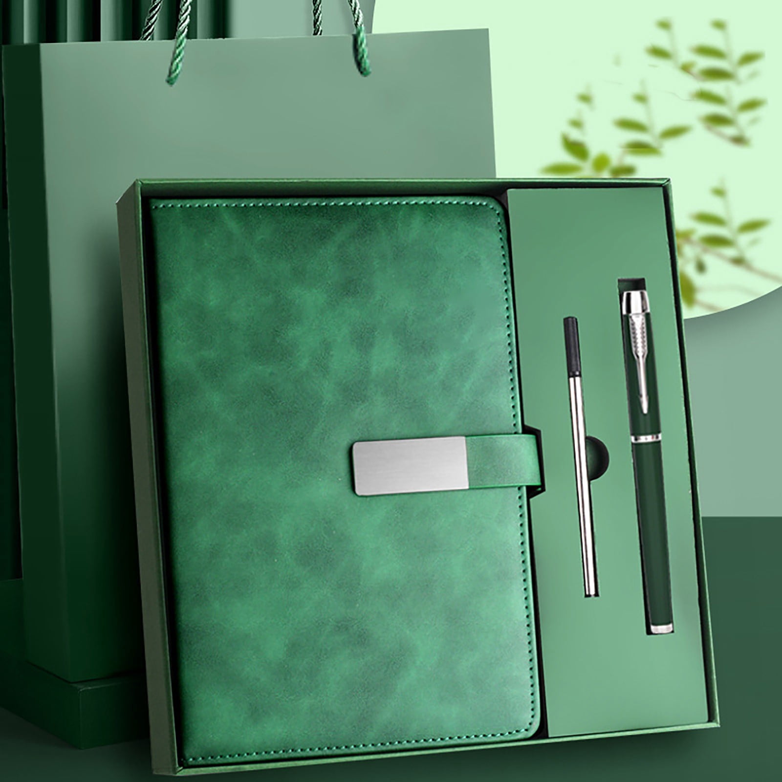 College Hardcover Writing Notebook Gift Set A5 Lined Journal with Pen & Gift Box, 8.6" Faux Leather Notebook Ballpoint Pens Box Thank You Gift for Coworker Staff Teacher Office Social Worker