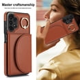 thumbnail image 5 of for Samsung Galaxy A73 5G Wallet Case with Card Holder Women Men, Flip PU Leather Kickstand Shockproof Protective Phone Cover Magnetic Clasp 360 Rotation Ring Stand for Samsung A73 5G, Brown, 5 of 7
