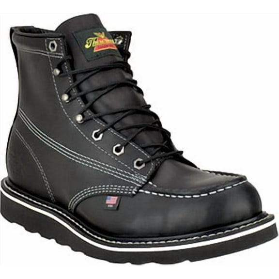 Men's Thorogood 6" American Heritage Moc Toe Wedge Sole Boot (U.S.A.) 814-6206-GWP503, Black
