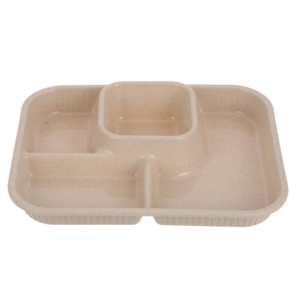Plato dividido de plástico, 4 compartimentos, plato reutilizable, plato para servir aperitivos, platos para servir salsas para uso en cocinas domésticas