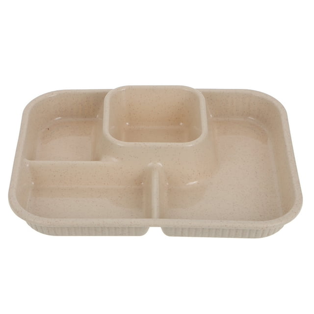 1Ensemble Assiettes à Compartiments Beige Assiette Compartimentée en Plastique Compatible Micro-Ondes Bureau Lunch