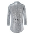 thumbnail image 4 of Timoontee Men's Sequin Tuxedo Tailcoat Victorian Steampunk Gothic Costumes Swallowtail Suit Jacket Dinner Party Wedding Blazer Silver M, 4 of 7