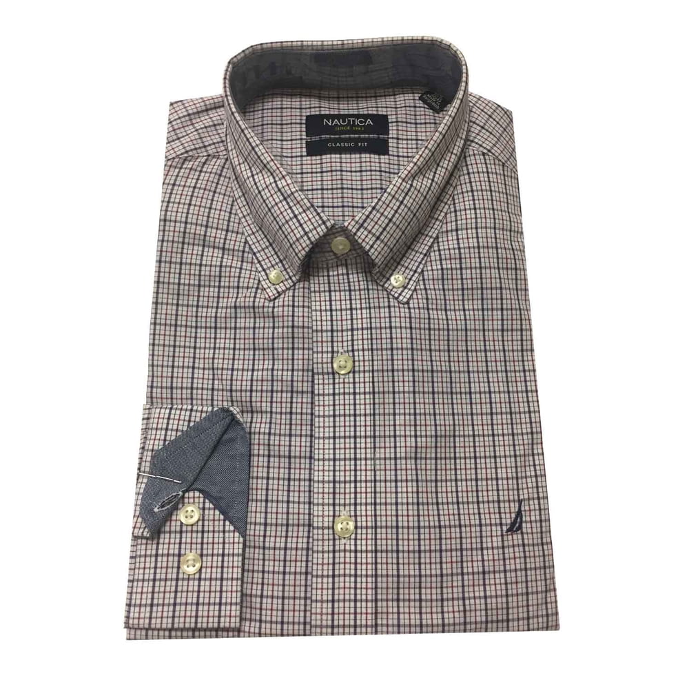 Nautica Nautica Men's Long Sleeve Classic Fit Cotton Dress Shirt