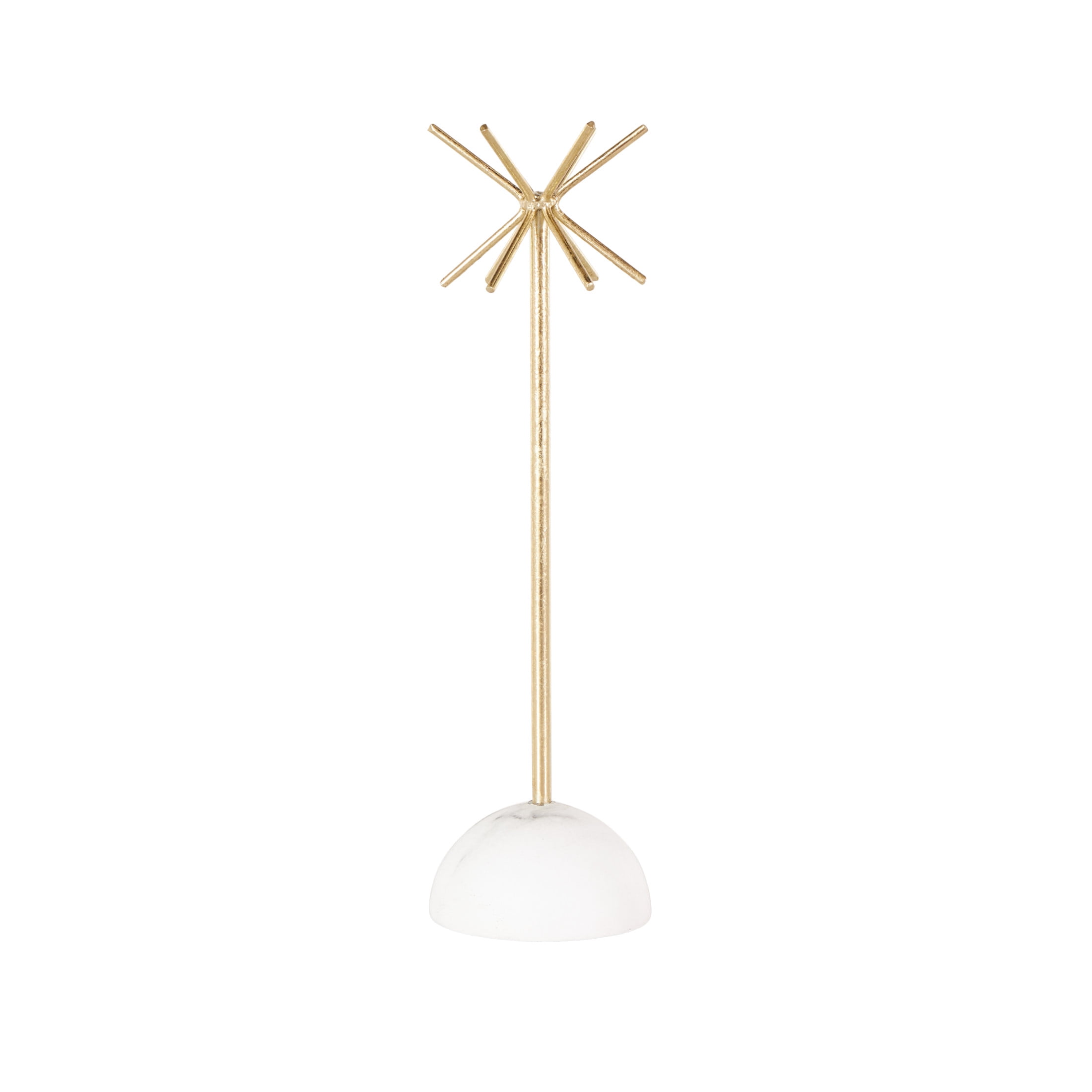 DecMode 4" x 13" Gold Metal 12 Slot Jewelry Stand with White Base, 1-Piece