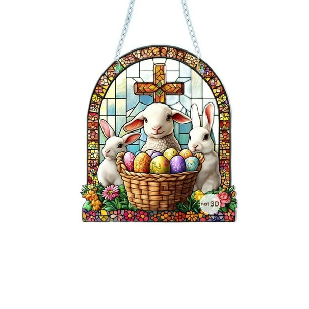 Colgante acrílico 2D de la serie Lamb | Linda decoración colgante para el hogar para dormitorio y sala de estar | Etiqueta de acrílico transparente duradero | Decoración de pared fácil de colgar |