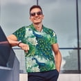 thumbnail image 4 of Rateoe Peacock And Flowers Pattern Men's Short Sleeve Polo Shirts, Golf Polo Shirts Short Sleeve Performance Moisture Wicking Dry-XX-Large, 4 of 6