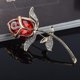 thumbnail image 3 of Crystal Rhinestone Rose Flower Wedding Pin Brooch Scarf Clip Bouquet Decoration(2 Pcs, Red), 3 of 5