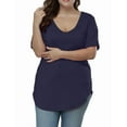 thumbnail image 4 of Gocolloa Womens Plus Size Tops Summer Basic Short Sleeve T-shirts Dressy Casual Loose Top Tee Dark Blue 3X, 4 of 6