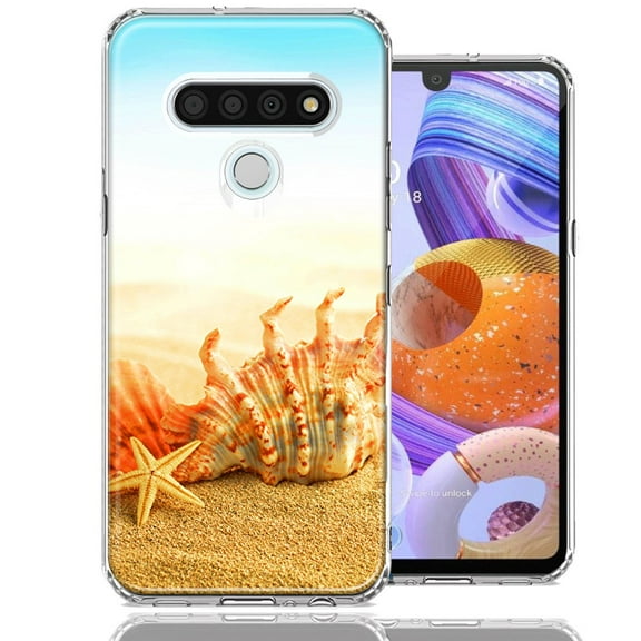 MUNDAZE For LG Stylo 6 Beach Shell Design Double Layer Phone Case Cover
