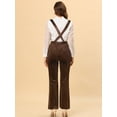 thumbnail image 4 of Pantalones de Monos con Botones de Lunares y Pierna Ancha Allegra K con Cinturón de cintura Alta de terciopelo para mujer Marron oscuro M, 4 of 5