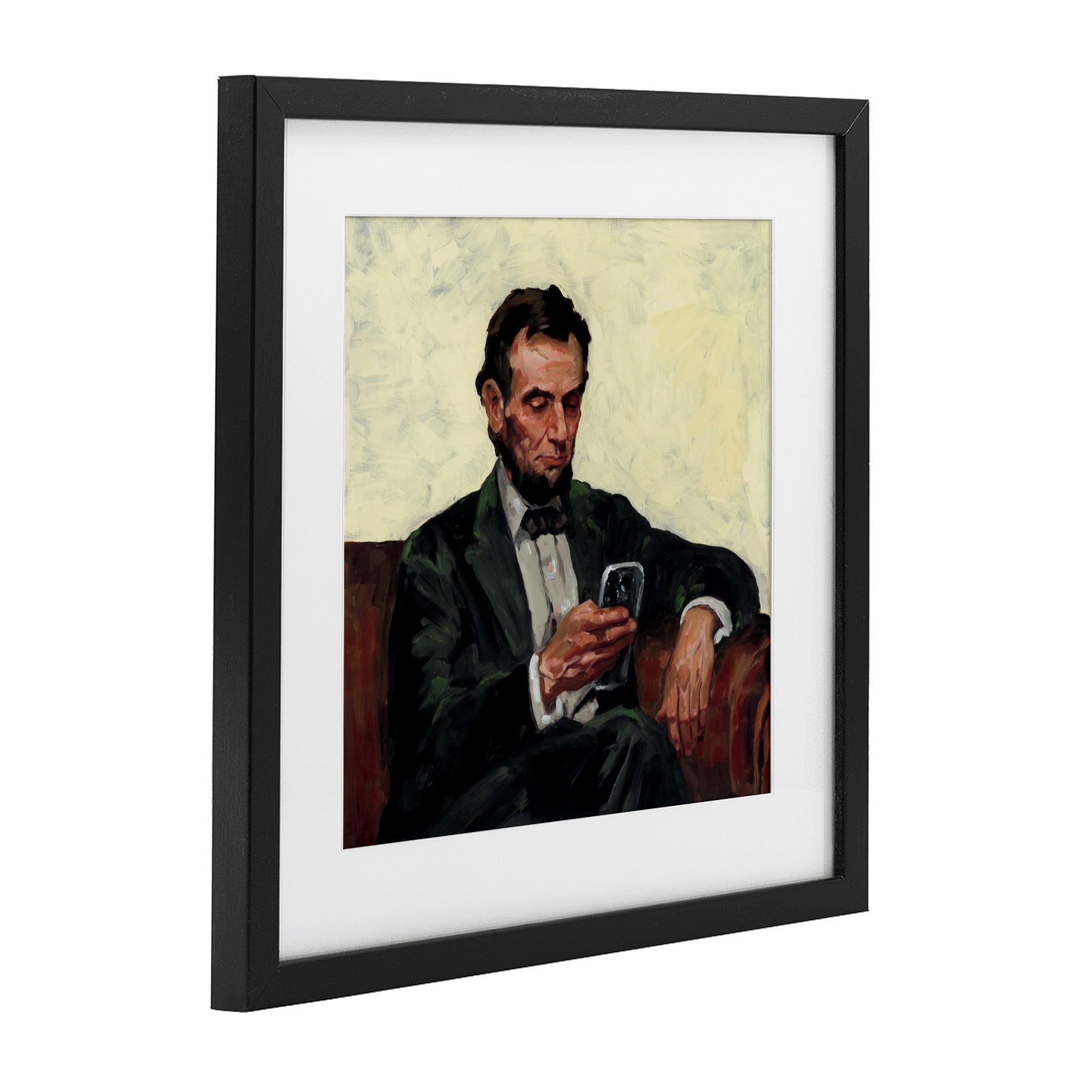 Stupell Industries Abe with Cellphone Black Framed Print Under Glass, design by Studio Bautista