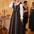 thumbnail image 4 of Renaissance Dress Women, Womens Renaissance Costume, Renaissance Costume, Renaissance Dress Women Medieval Costume Court Dress Victorian Regency Queen Princess Peasant Dress-Dress+Vest, Black XXL, 4 of 8