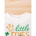 thumbnail image 6 of Newborn Infant Baby Girls Summer Clothes Set Easter St. Patrick's Day Letters Print Short Sleeve Romper with Dots Tulle Skirt Bowknot Headband 3pcs(0-18 Month), 6 of 9