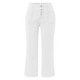 thumbnail image 4 of shqvo Women's Jeans High Waisted Stretchy Straight Leg Jeans Buttoned Loose Wide Leg Denim Pants with Pocket White M, 4 of 5