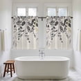 thumbnail image 4 of Grey Eucalyptus Kitchen Curtains 45 Inch Length, Farmhouse Weeping Leaves on Linen Tiers Curtains for Bathroom Bedroom Cafe, Light Filtering Small Window Treatment Short Drapes 2 Panels 42"Wx45"L, 4 of 8