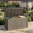 thumbnail image 4 of fazzn 150 Gallon Resin Deck Box Outdoor Indoor Waterproof Storage Box for Patio Furniture Pool Accessories Storage for Cushion Garden Tools (Brown), 4 of 7