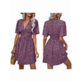 thumbnail image 3 of Women Summer Dresses Short Sleeve V Neck Floral Midi Sundress M, 3 of 7