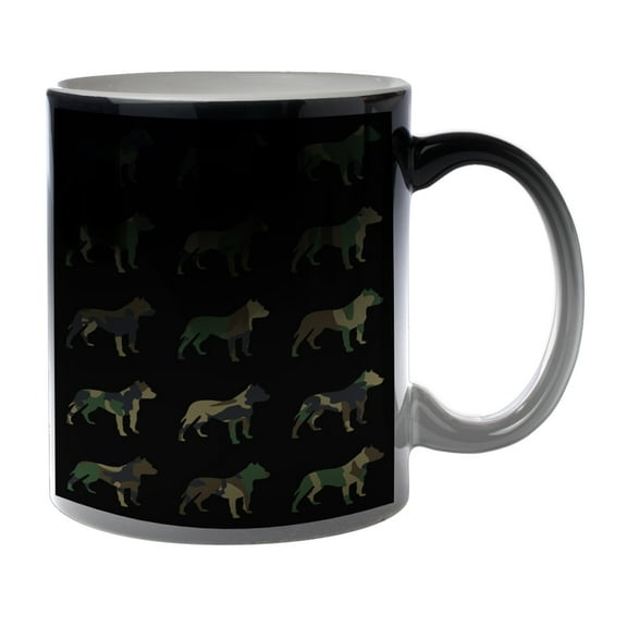 KuzmarK Black Heat Morph Color Changing Coffee Cup Mug 11 Ounce - Pitbull Camoflauge