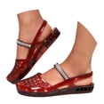 thumbnail image 3 of Clear Mary Jane Jelly Shoes for Women, Rhinestone Buckle Transparent Retro Glitter Hollow Grid Breathable Flat Sandals, Coquette Soft Beach Shoes, 3 of 8