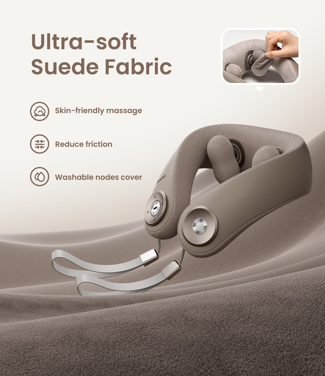 Renpho Shiatsu Neck and Shoulder Massager with 2 Levels Heat, Cordless Deep Tissue Massage with Music Playable Bluetooth