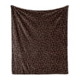 thumbnail image 1 of Brown and Blue Soft Flannel Fleece Throw Blanket, Mesh Net Pattern with Wavy Stripes and Circles Ring Shapes, Cozy Plush for Indoor and Outdoor Use, 50" x 60", Turquoise Beige, by Ambesonne, 1 of 6