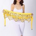 thumbnail image 3 of Beaded Gold Coins Velvet Belly Dance Hip Scarf Belt Skirt Wrap Sash Yellow, 3 of 4