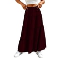thumbnail image 5 of Diufon Womens Maxi Skirt Summer Casual Ruffle Tiered Elastic Waist Long Skirts Hollowed-out Boho Flowy Skirt, 5 of 9