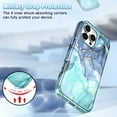 thumbnail image 2 of CASEFIV for iPhone 16 Pro Max Case,Marble Pattern 3 in 1 Heavy Duty Shockproof Rugged Hard PC+Soft Silicone Drop Protective Girls Women Cover,Green Blue, 2 of 5