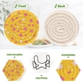 thumbnail image 4 of Yayeee 6 PCS Drink Coasters with Holder Set Woven Absorbent Round Tabletop Hot Pad, Pink Stars, 4 of 7