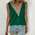 thumbnail image 2 of SWSMCLT Women's V Neck Top Sleeveless Cool Elegant Light Tank Top Lace Casual Basic Summer Thin Loose Vest Green X-Large, 2 of 4