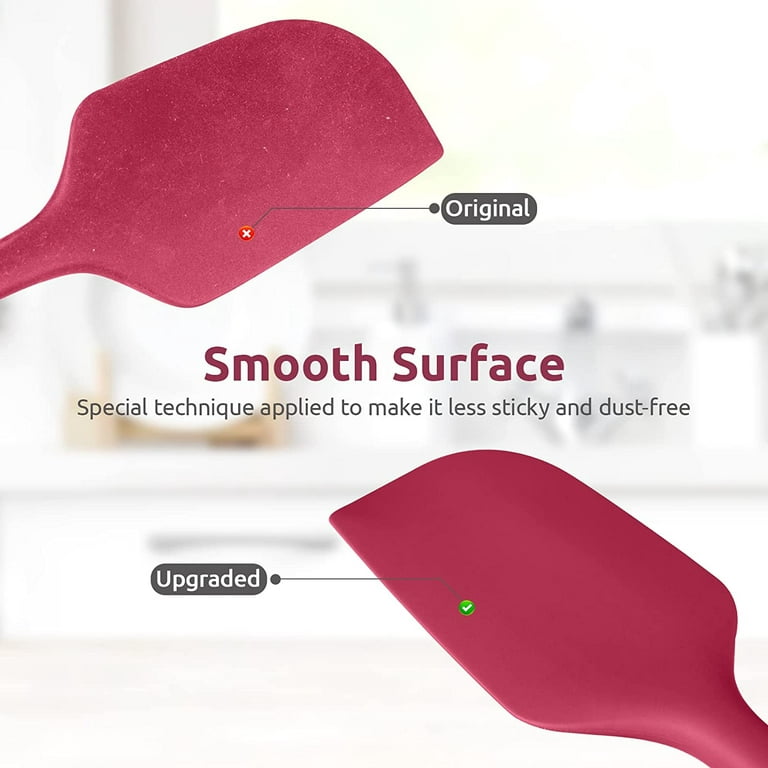Restaurant Grade, Heavy Duty 14 In. Silicone Spatula. Long, Heat Resistant  Scraper Perfect for Nonstick Cookware. Best Red and White Flat Spatulas for  Making Cake or Eggs. Great Non Scratch Accessory –